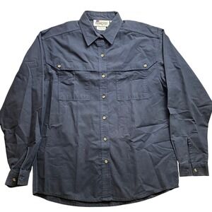 Hyannisport Shirt Mens Large Navy Blue Preppy Academia Utility Workwear Everyday